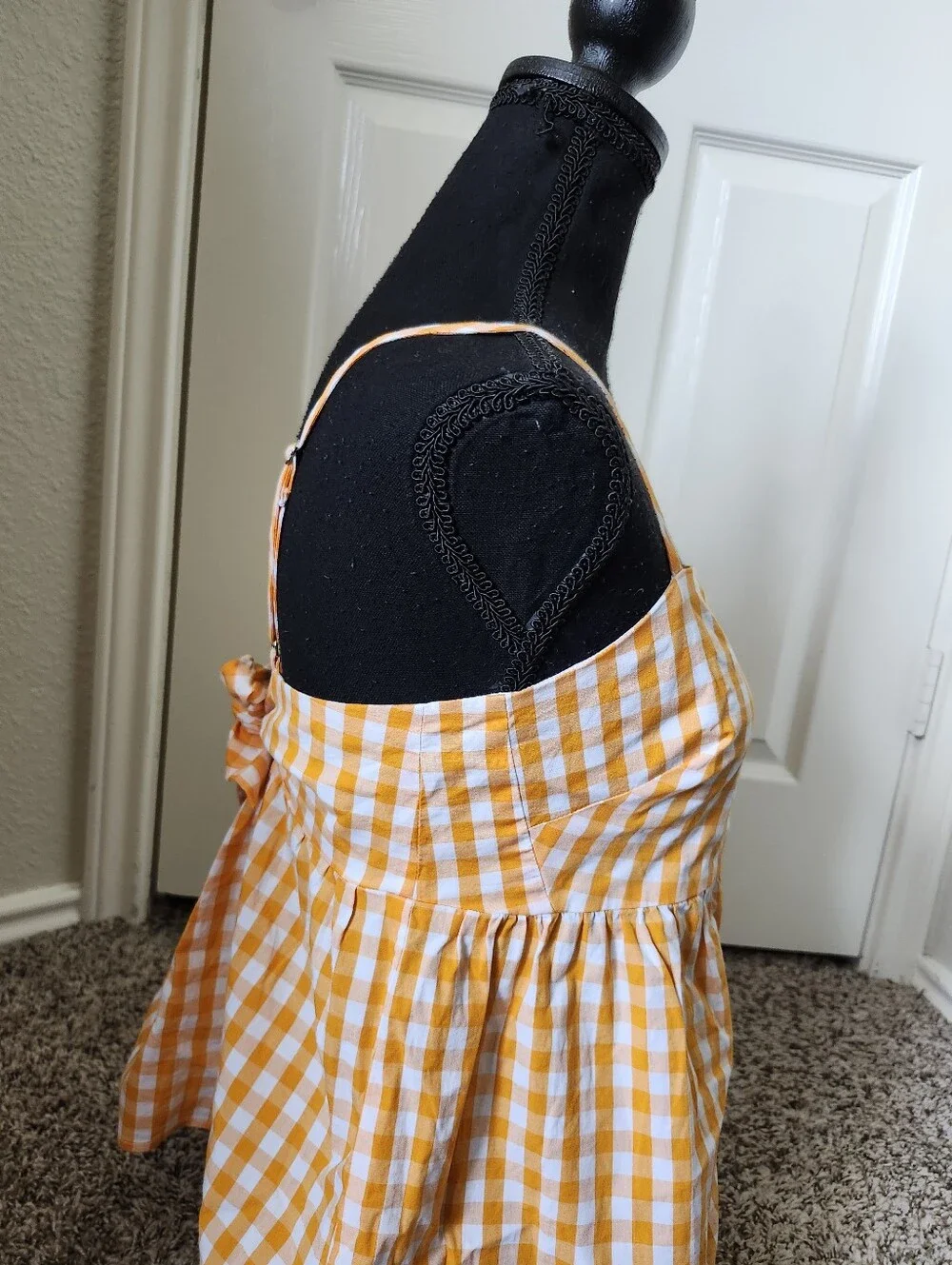 J Crew Orange Gingham Spaghetti-Strap Women’s Top 6